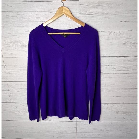Charter Club Sweater Womens Size XL Bright Purple 100% Cashmere V Neck Luxury - Picture 3 of 15